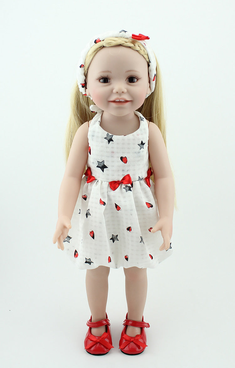 Blond Long Hair Full Vinyl Dolls 18''Lifelike Handmade Baby Dolls Full Body Silicone Toy Kids Fashion Play Doll