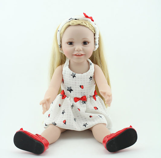 Blond Long Hair Full Vinyl Dolls 18''Lifelike Handmade Baby Dolls Full Body Silicone Toy Kids Fashion Play Doll