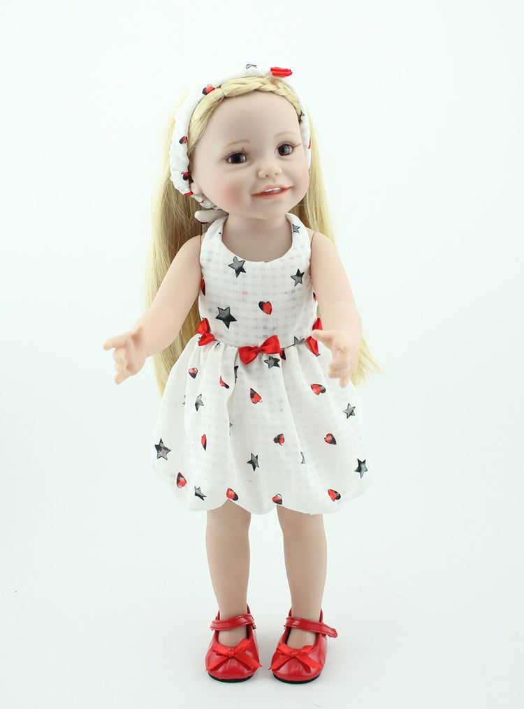 Blond Long Hair Full Vinyl Dolls 18''Lifelike Handmade Baby Dolls Full Body Silicone Toy Kids Fashion Play Doll