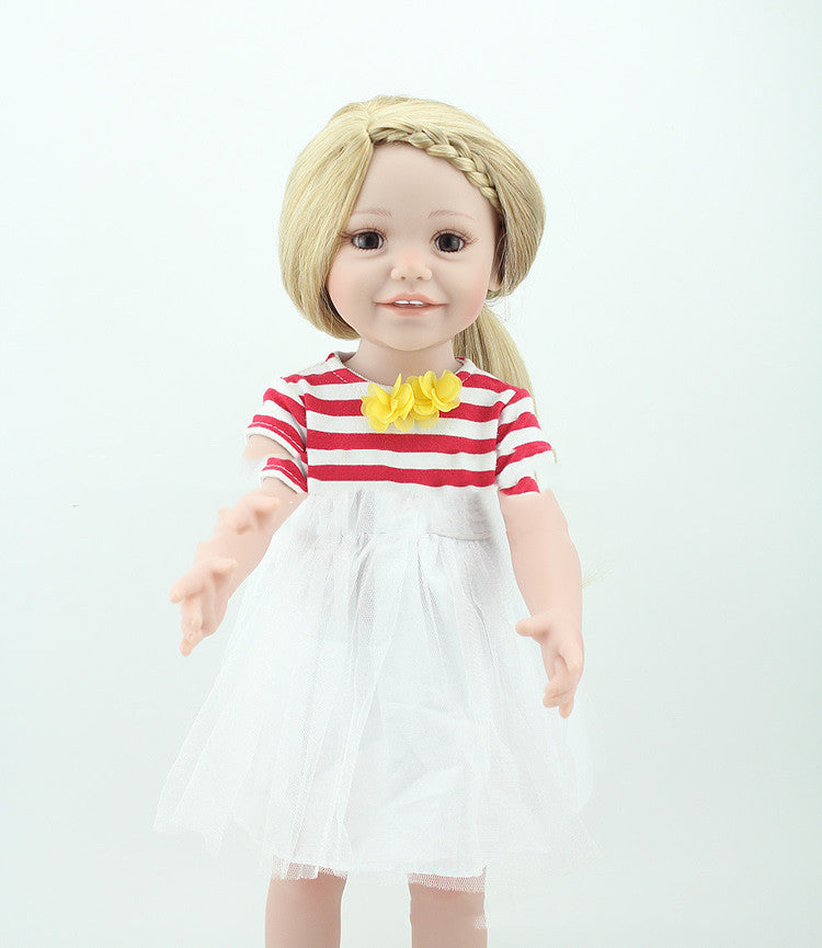 Blond Long Hair Full Vinyl Dolls 18''Lifelike Handmade Baby Dolls Full Body Silicone Toy Kids Fashion Play Doll