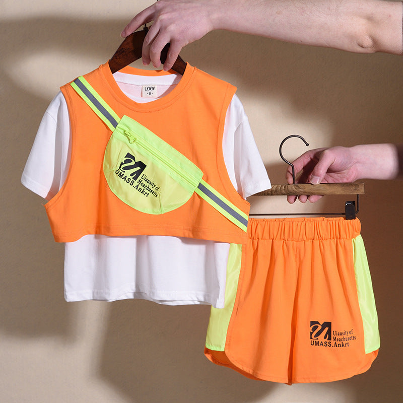 Children's Handsome Baby Girl Three-Piece Short-Sleeved Summer Vest