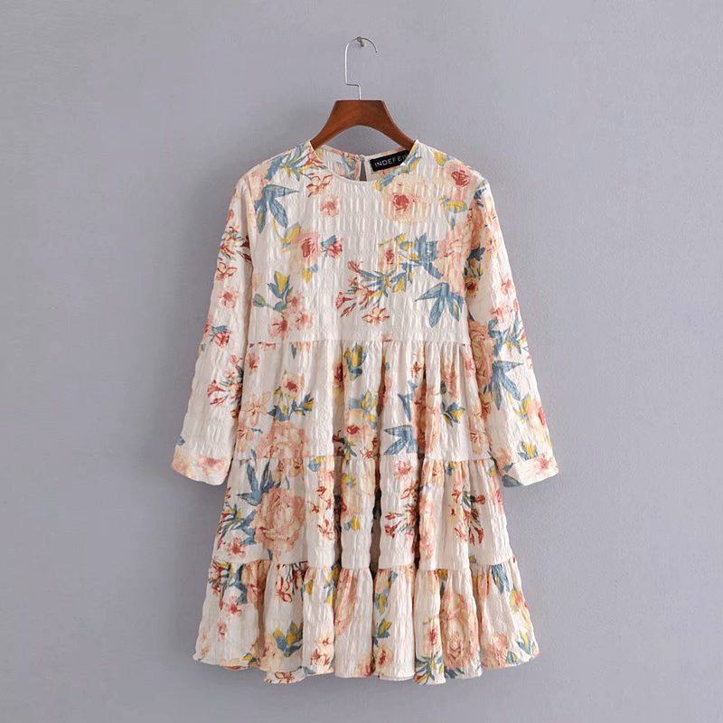 Layered Floral Print Mini Dress