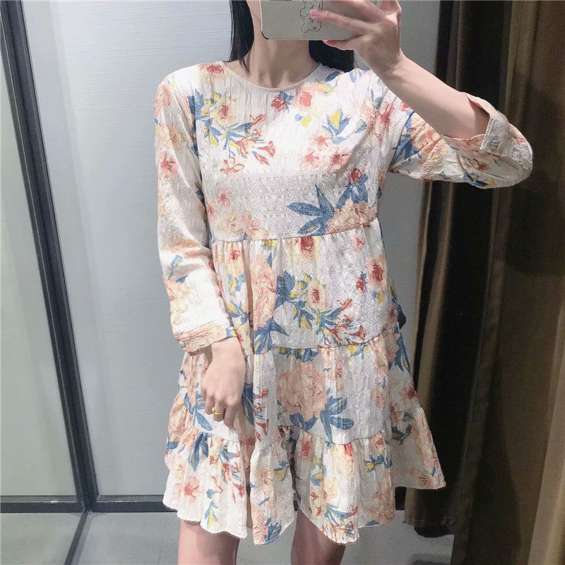 Layered Floral Print Mini Dress