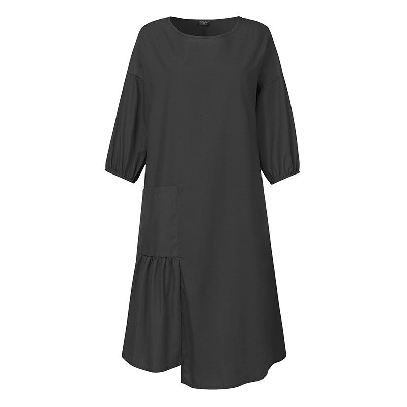 Robe chemise ample en tissu pour femmes européennes et américaines