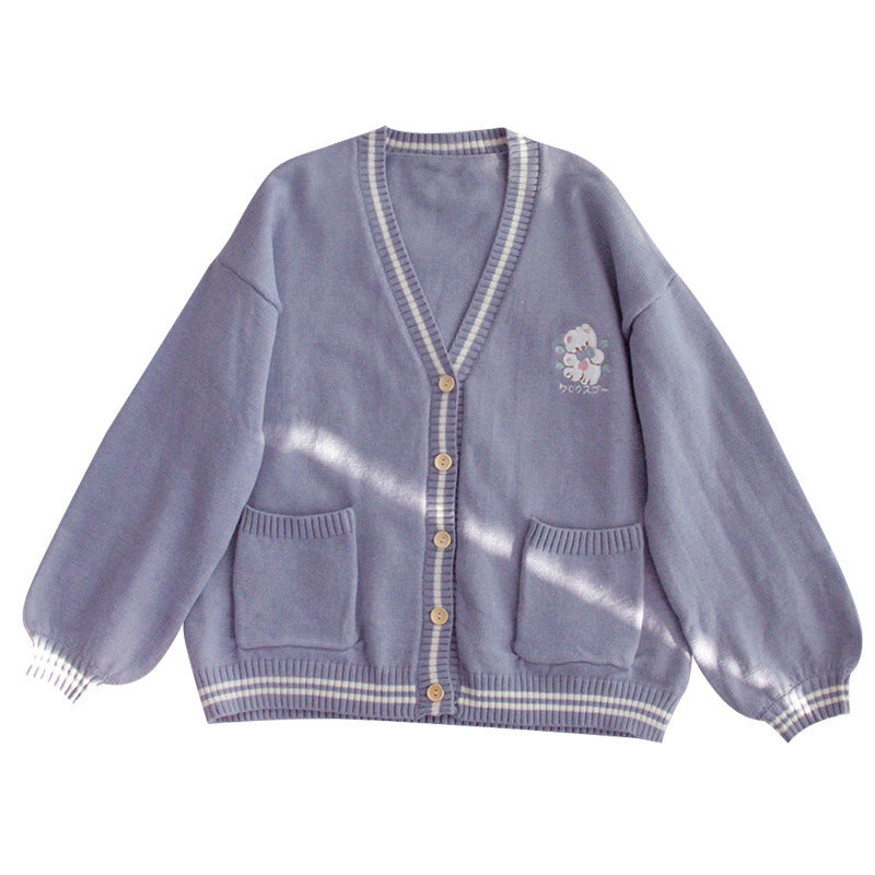 Pull mignon Cardigan femme printemps lâche étudiant collège Style doux fille pull manteau