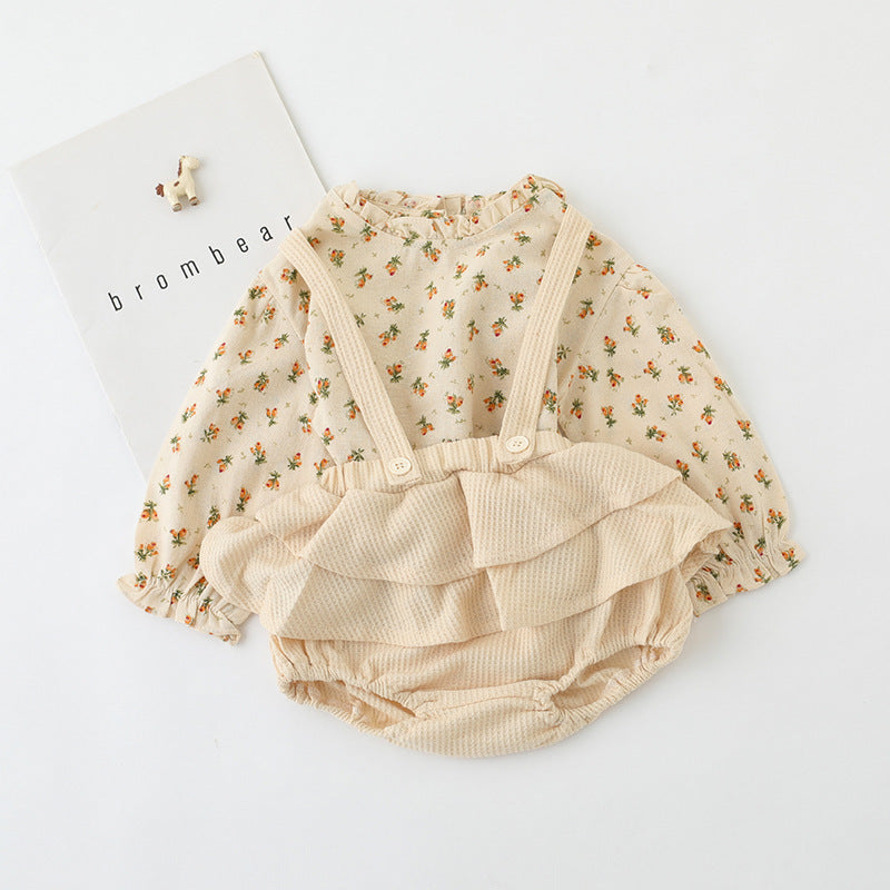 Vêtements pour bébés et enfants, costume fleuri pour bébé fille, petit haut, robe à bretelles, pantalon, costume deux pièces