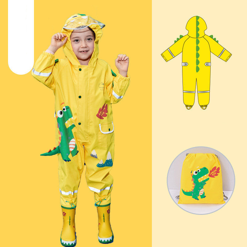 Treasure Kindergarten Dinosaur Raincoat Poncho Cute Cloak-Style Schoolbag Bit Pupils Rain Gear