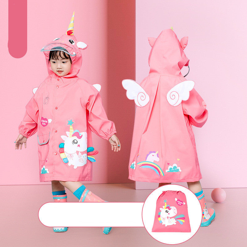 Treasure Kindergarten Dinosaur Raincoat Poncho Cute Cloak-Style Schoolbag Bit Pupils Rain Gear