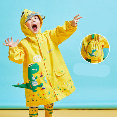 Treasure Kindergarten Dinosaur Raincoat Poncho Cute Cloak-Style Schoolbag Bit Pupils Rain Gear