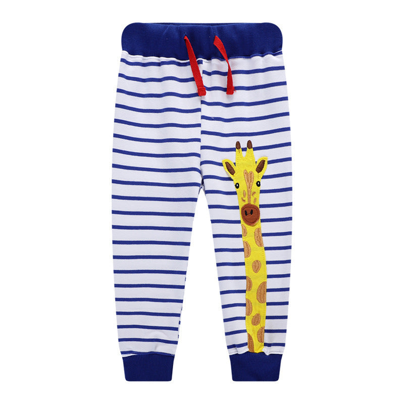 Children'S Excavator Pattern Spring And Autumn Cotton Class A Full Printing Engineering Truck Hook Crane Western Style Pants