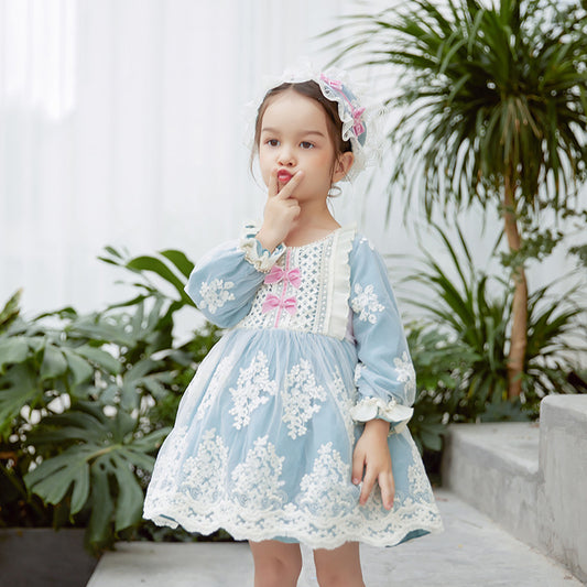 Long-Sleeved Dress, Lace And Crocheted Girl'S Princess Dress, Spanish Style Embroidered Children'S Dress