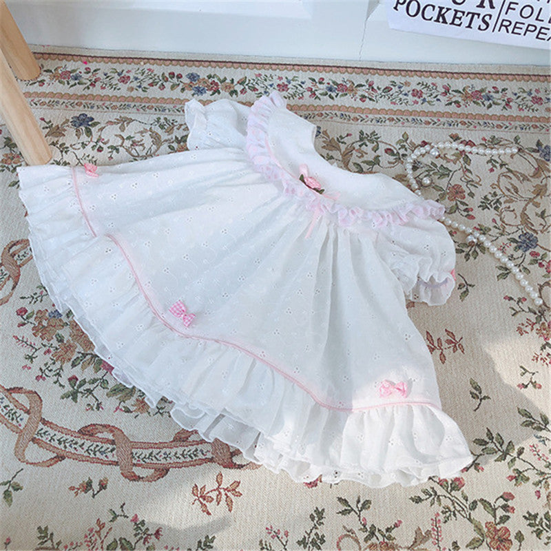 Bébé Fille Printemps Eté Blanc Vintage Fumer Broderie