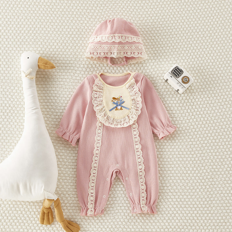 Bébé une pièce printemps et automne à manches longues vêtements pour bébés mignon princesse barboteuse barboteuse bébé fille