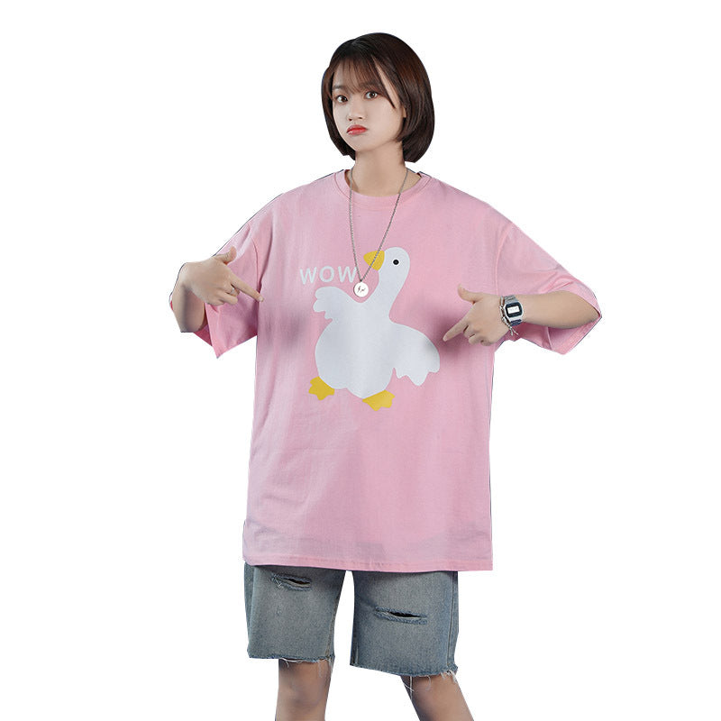 The New Loose Summer Cute Duck Korean Student Looks Thin All-Match Plus Size Women'S Clothing