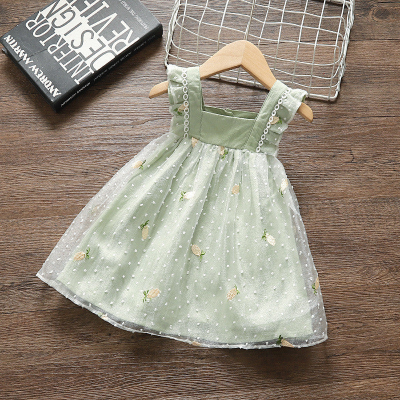 Cute Princess Dress Mesh Skirt Korean Girl Sleeveless Skirt