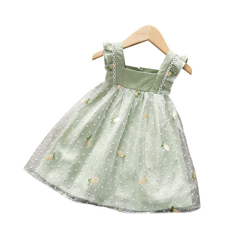 Robe de princesse mignonne, jupe en maille, jupe sans manches pour fille coréenne