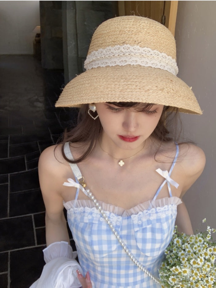 Vestido de calle frito dulce y picante falda con tirantes a cuadros para niña nueva primavera