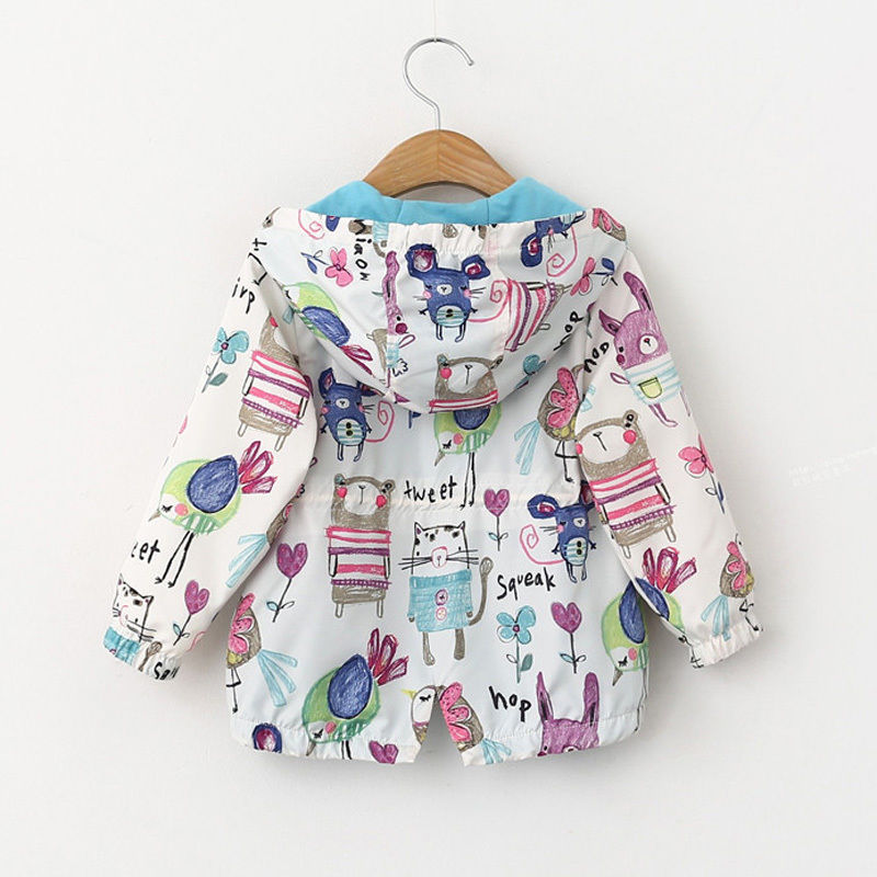 Children's Print Cartoon Hooded Windbreaker Jacket