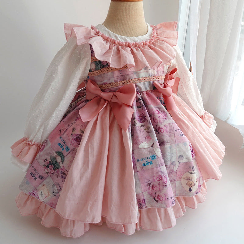 Robe à manches longues pour filles, robe de princesse Lolita pour bébé fille, robe rétro du palais espagnol