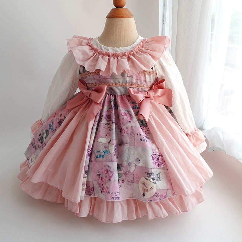 Robe à manches longues pour filles, robe de princesse Lolita pour bébé fille, robe rétro du palais espagnol