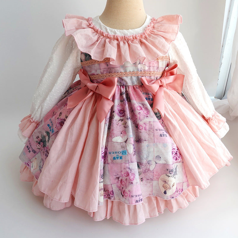 Robe à manches longues pour filles, robe de princesse Lolita pour bébé fille, robe rétro du palais espagnol