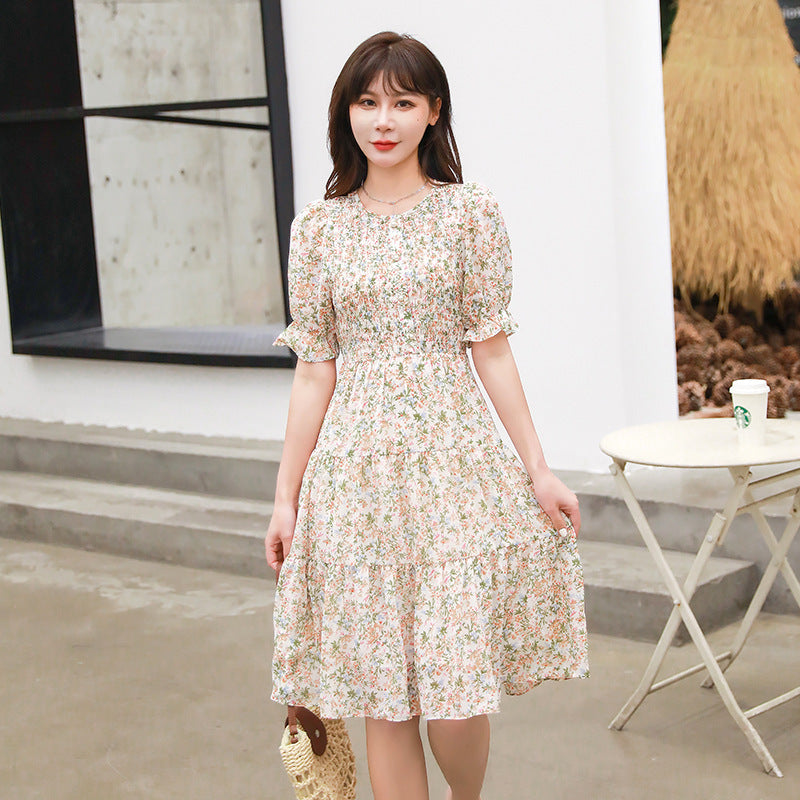 Chiffon Puff Sleeve Floral Dress