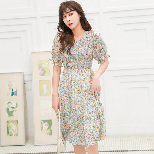 Chiffon Puff Sleeve Floral Dress