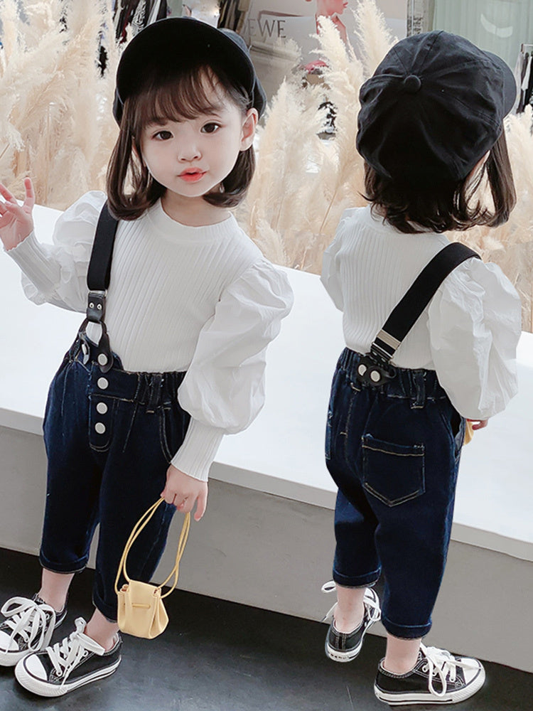 Camisa de otoño Moda Denim Traje de dos piezas para niños