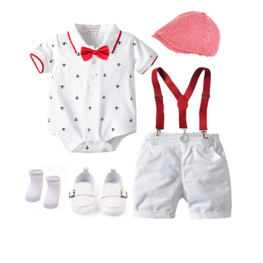 Baby Boy Gentleman Suit Printed Romper