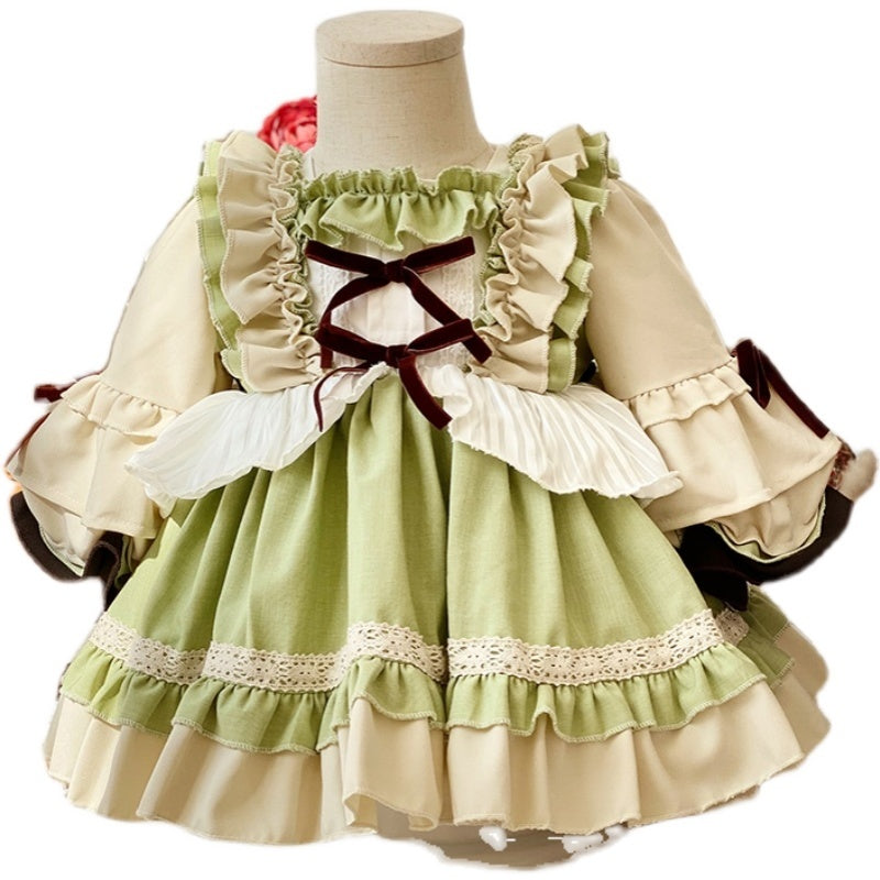 Girls' Long-Sleeved Spring And Autumn Cotton Western-Style Dress, Baby Girl, Spanish Court Style