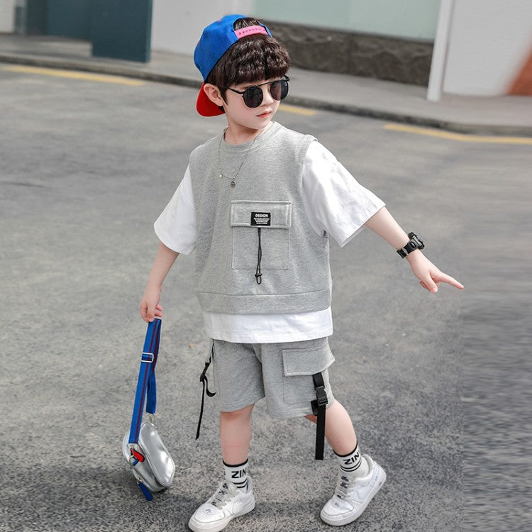 Children's Clothing Boys Summer Short-Sleeved Overalls