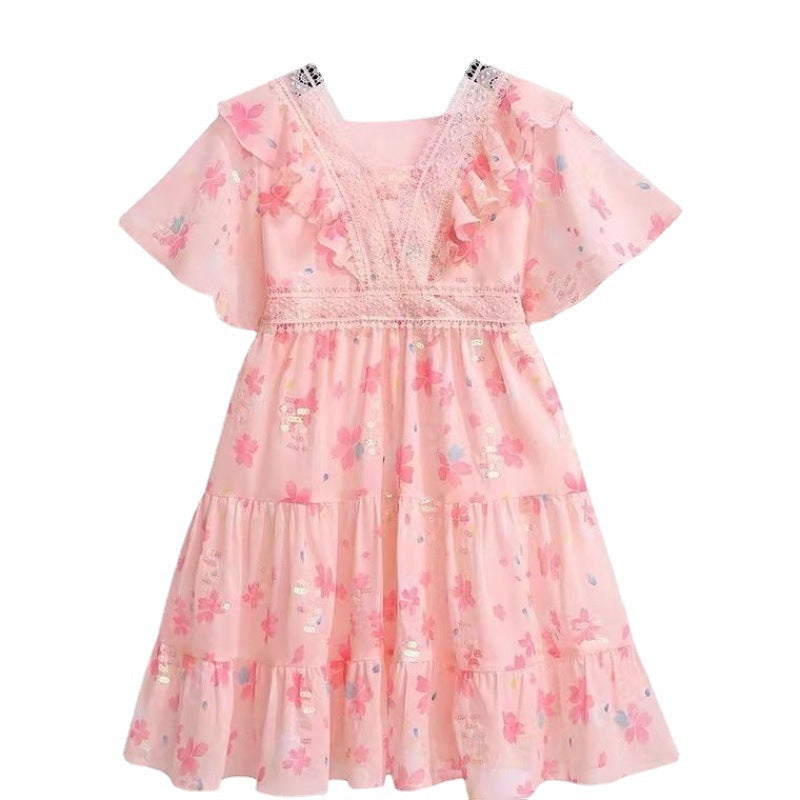 Floral Chiffon Princess Dress Thin