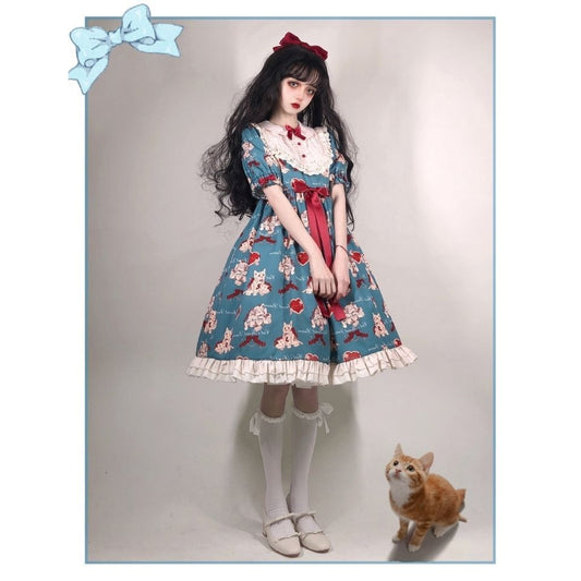 Jolie robe japonaise Lolita Girl Robe Lolita à manches courtes