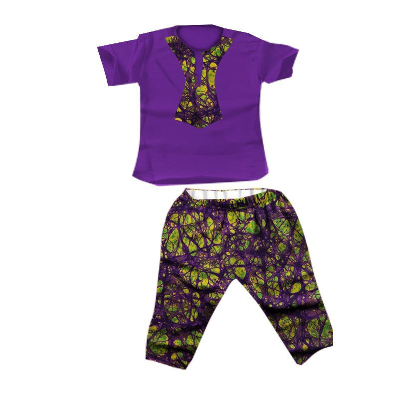 Traje de niño africano Tela estampada batik de algodón