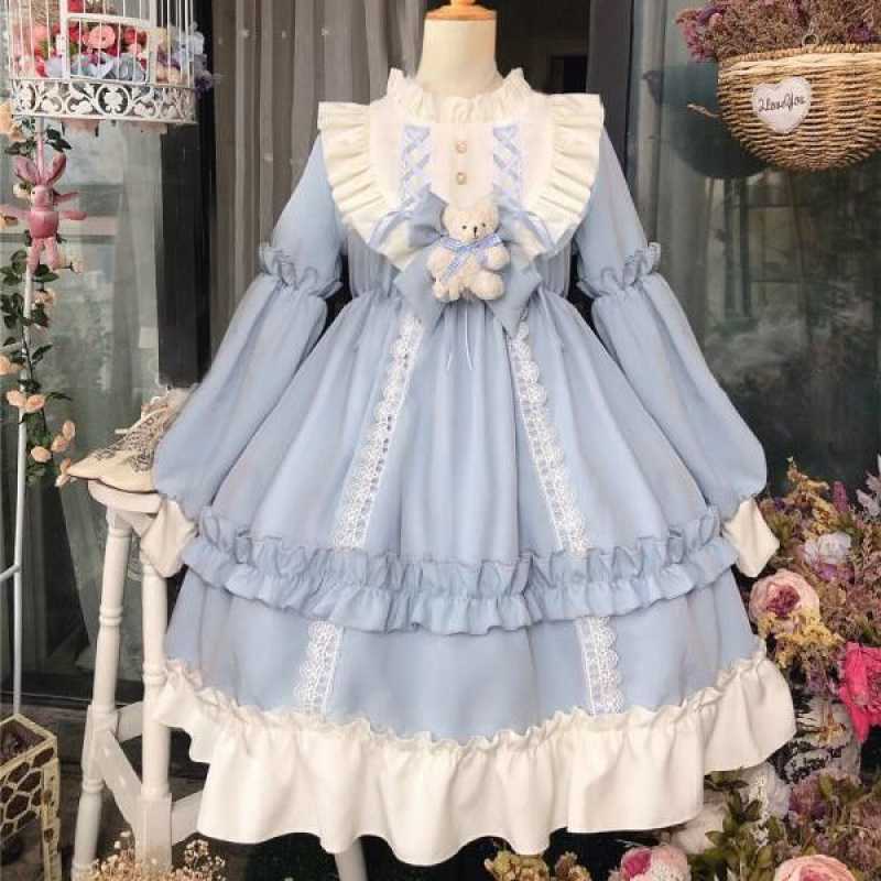 A Full Set Of Japanese Cute Loli Student Dress Lolita Soft Girl Skirt