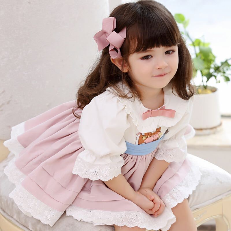 Robe de princesse espagnole pour filles, tenue de printemps et d'automne à manches longues pour enfants, jupe de fête d'anniversaire pour bébé