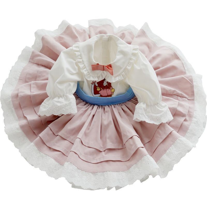 Robe de princesse espagnole pour filles, tenue de printemps et d'automne à manches longues pour enfants, jupe de fête d'anniversaire pour bébé