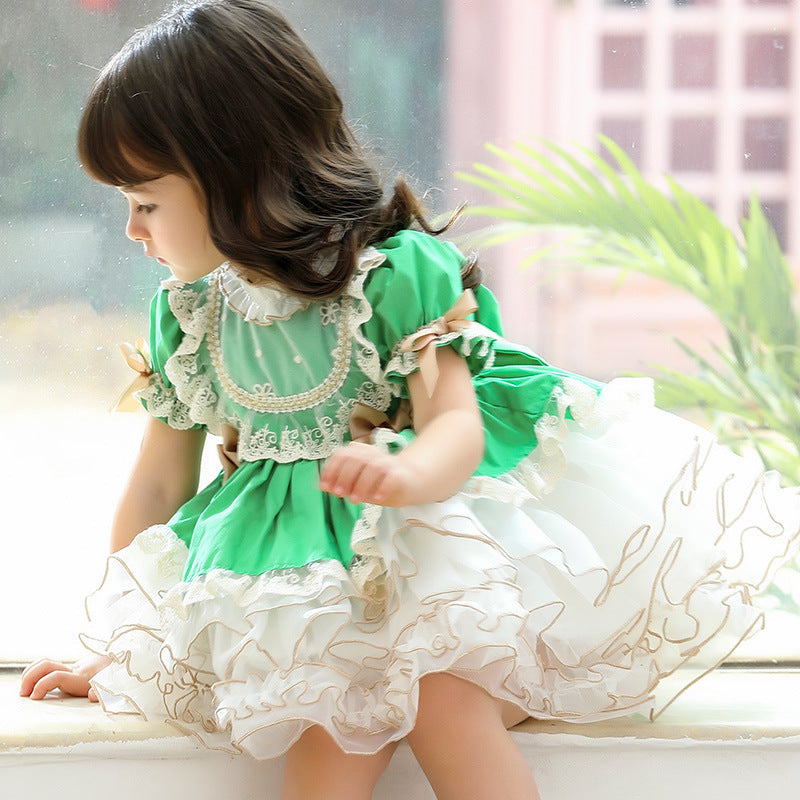 Spanish girl''s princess dress big swing dress European and American retro pompous skirt children''s Lolita foreign trade children''s wear