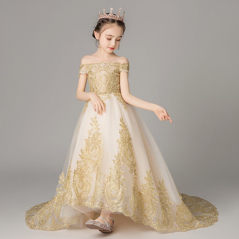 Children dress princess dress girl tail evening dress