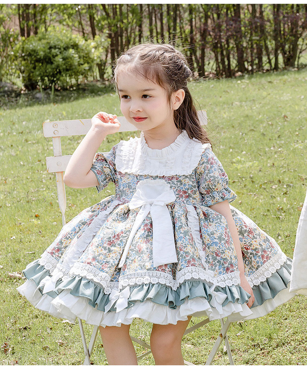 Children's Floral Short Sleeve Dress Girls Lolita