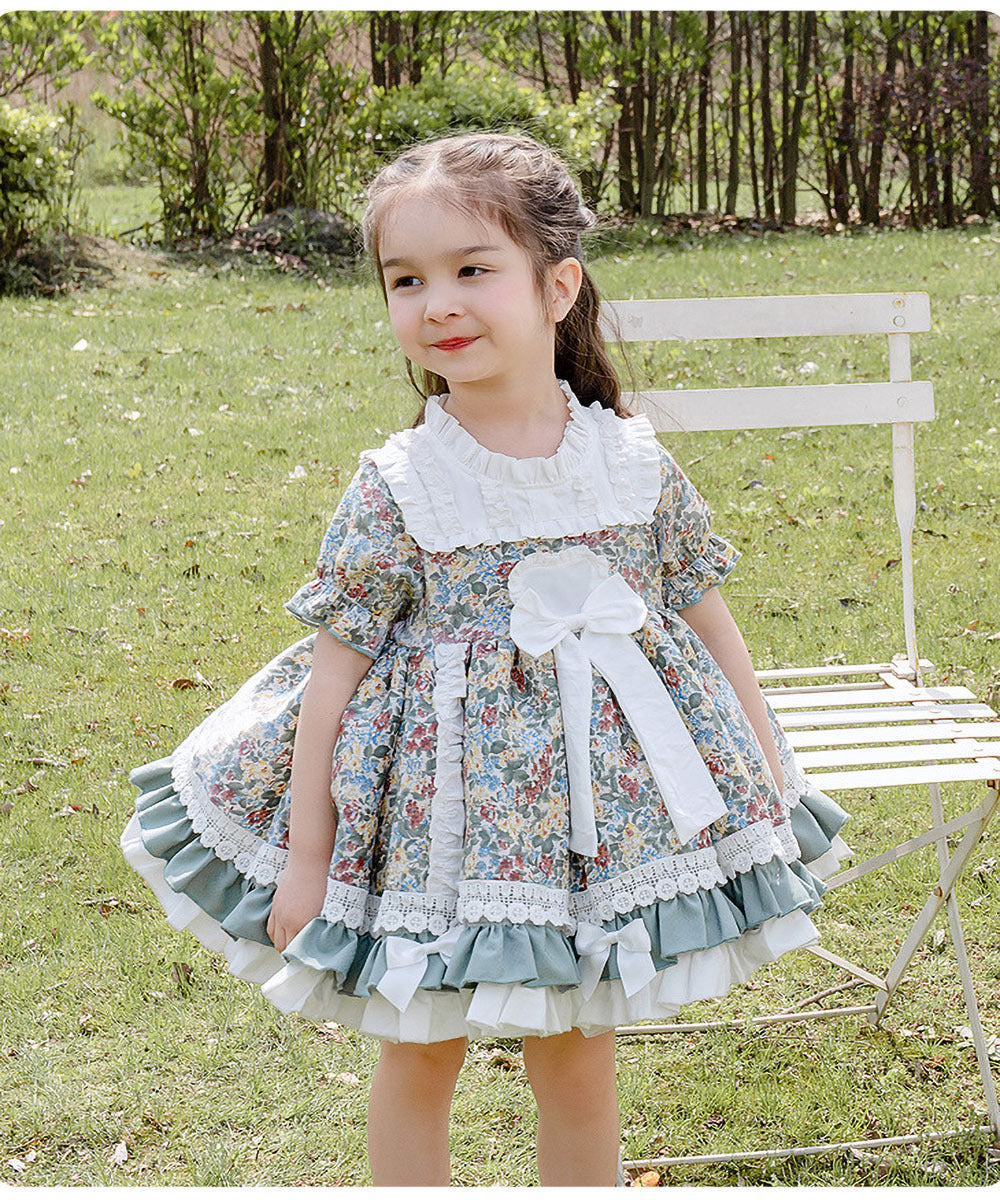 Children's Floral Short Sleeve Dress Girls Lolita