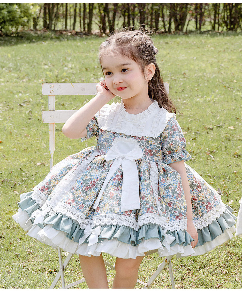 Children's Floral Short Sleeve Dress Girls Lolita