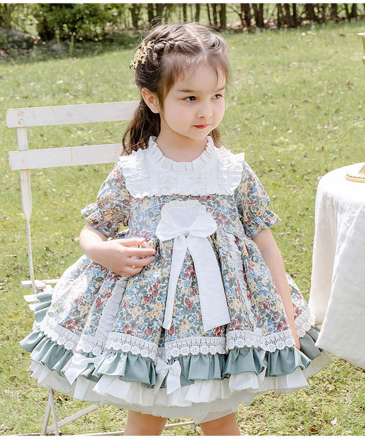 Children's Floral Short Sleeve Dress Girls Lolita