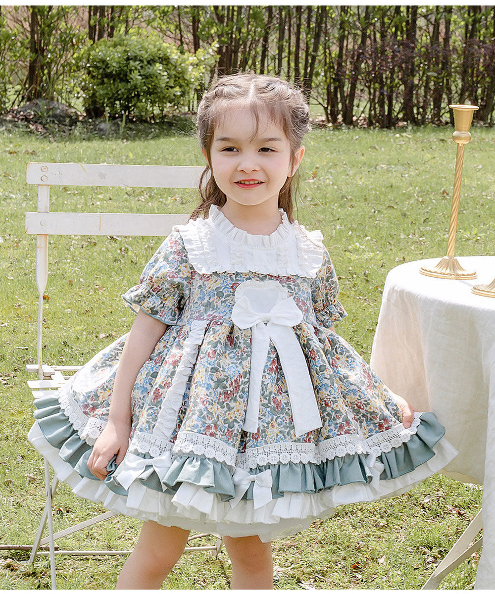 Children's Floral Short Sleeve Dress Girls Lolita