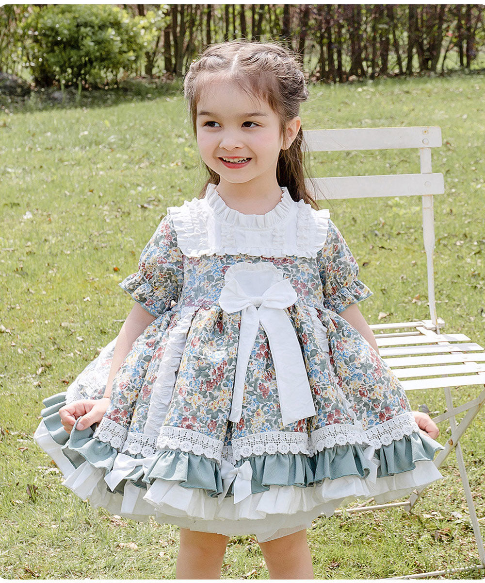 Children's Floral Short Sleeve Dress Girls Lolita