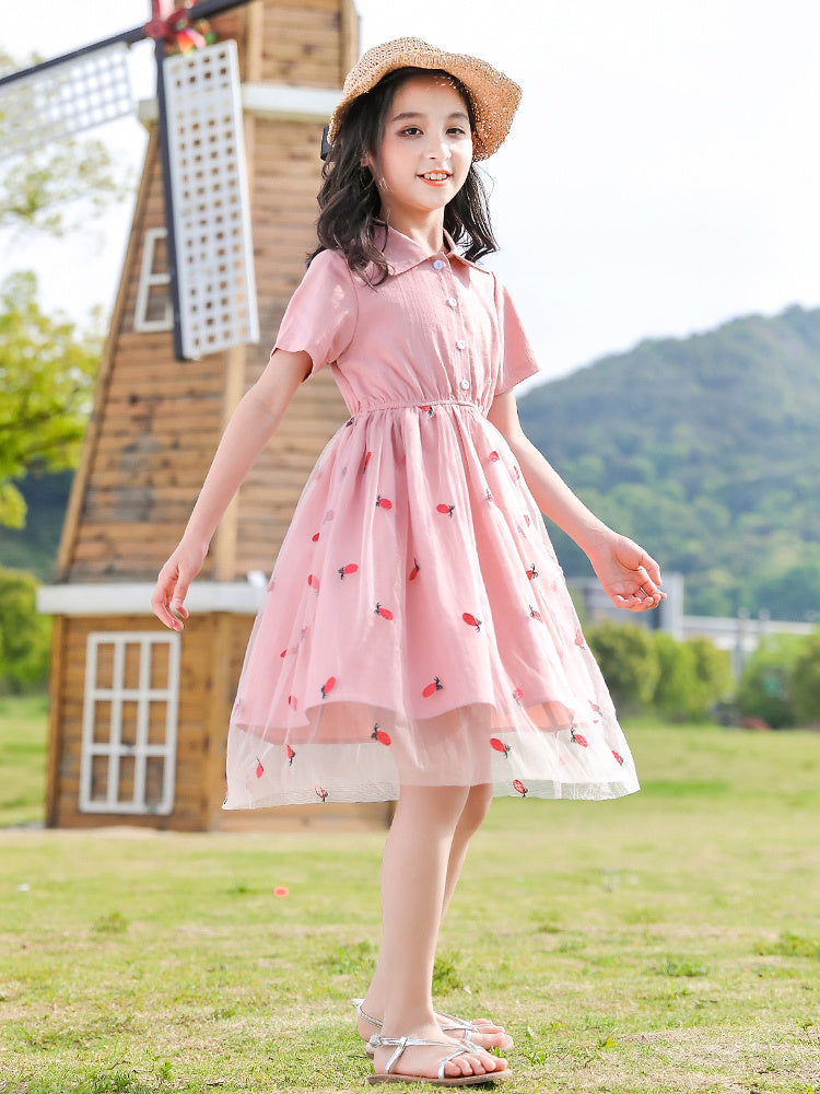 Big Kids Children's Skirt Summer Net Red Little Girl Princess Dress