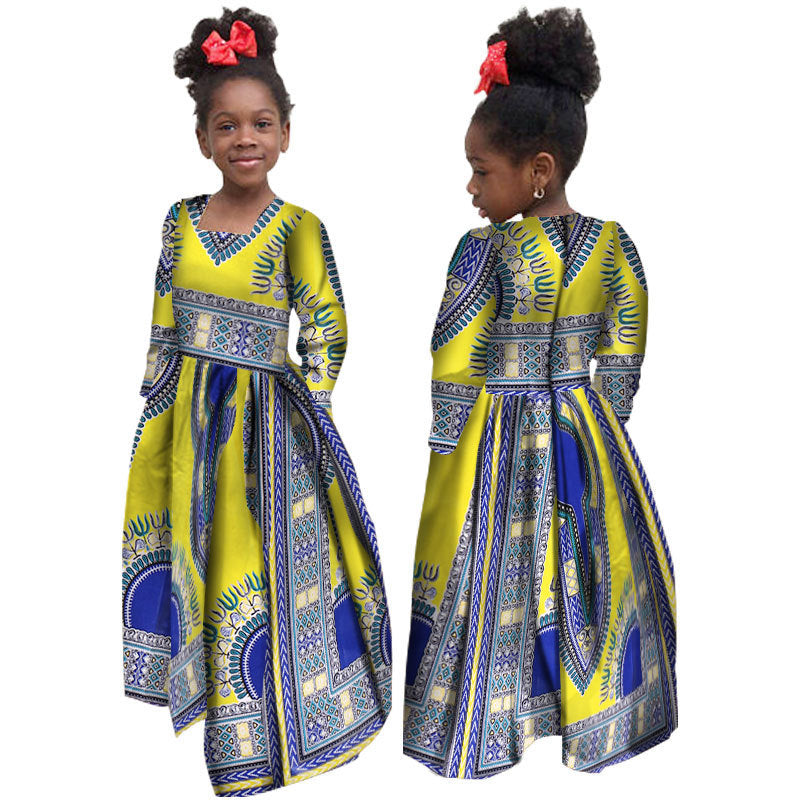 Robe africaine en coton pour filles, robe Daxiji à manches longues