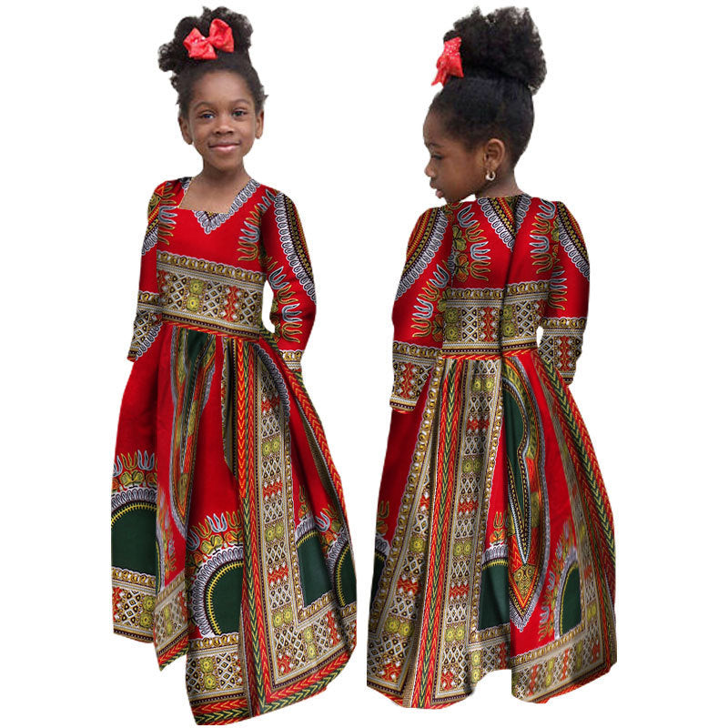 Robe africaine en coton pour filles, robe Daxiji à manches longues