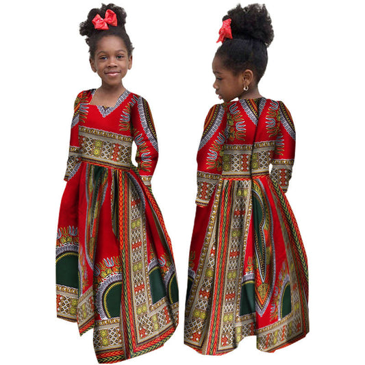 Robe africaine en coton pour filles, robe Daxiji à manches longues