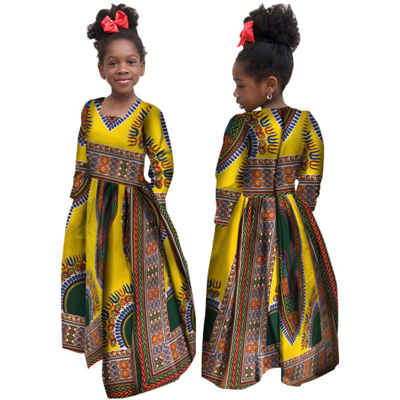 Robe africaine en coton pour filles, robe Daxiji à manches longues